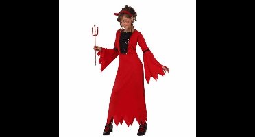 Duivel verkleed jurkje - voor meisjes - rood - Horror / Halloween thema verkleedkleding