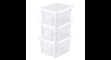 EDA Opbergbox 30L - 4x - wit - stapelbaar - L44 x B36 x H25 cm - kunststof - Bak/Doos met deksel