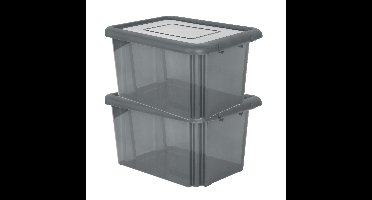 EDA Opbergbox 55L - 10x - grijs - stapelbaar - L58 x B44 x H31 cm - kunststof - Bak/doos met deksel