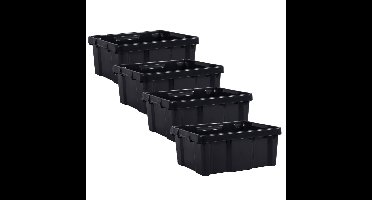 EDA opbergbox/opbergkrat 20 L - 10x - zwart - kunststof - L43 x B34 x H17 cm - stapelbaar/nestbaar