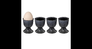 Eierdopjes Blue Stone - set van 4x - donkerblauw - keramiek - 5 x 7 cm