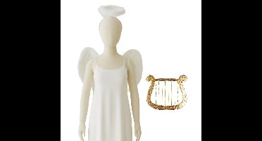 Engel verkleedaccessoires set - wit - engelen vleugels - 3-delig - carnaval / kerst thema