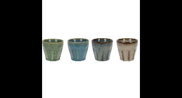 Espresso koffiekopjes - porselein - klein - multi kleuren - set 4x stuks - 90 ml