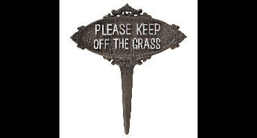 Esschert Design grasveld/gazon bordje - niet op het gras - gietijzer - 21 x 23 cm