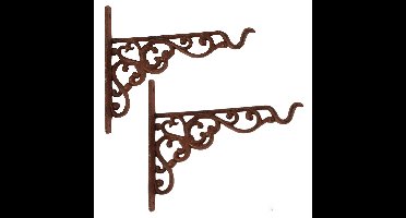 Esschert Design Muurhaak / plantenhaak met sierkrullen - 2x stuks - plantenpotten - gietijzer - 20 x