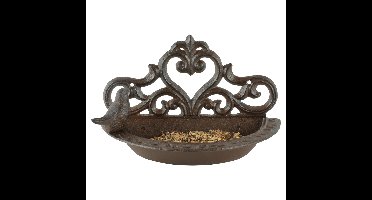 Esschert Design Wand vogel voederbak/drinkbak - gietijzer - 24 cm - Vogelvoer - Vogelvoerbak