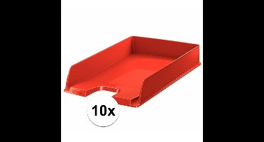 Esselte Brievenbakje/postvakje - 10x - rood - A4 formaat - stapelbaar - bureau oprganizer