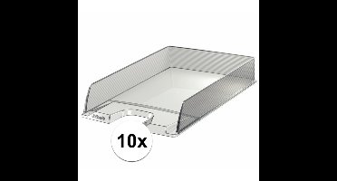 Esselte Brievenbakje/postvakje - 10x - transparant - A4 formaat - stapelbaar - bureau oprganizer