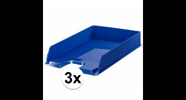 Esselte Brievenbakje/postvakje - 3x - blauw - A4 formaat - stapelbaar - bureau oprganizer
