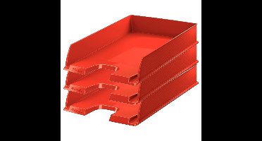 Esselte Brievenbakje/postvakje - 3x - rood - A4 formaat - stapelbaar - bureau oprganizer