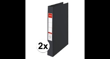 Esselte Ringband mappen/ordners - 2x - zwart - A4 - opbergen - kantoorartikelen
