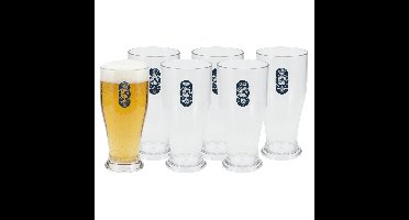 Excellent Houseware Bierglas - 6x - 520 ml - onbreekbaar kunststof - herbruikbaar