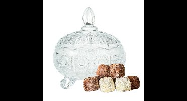 Excellent Houseware Bonbonniere met deksel - transparant deco glas - 12 x 13 cm - snoeppot