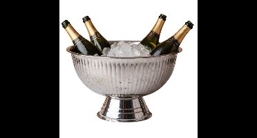 Excellent Houseware Champagnekoeler - op voet - zilver - rvs - 40 x 24 cm