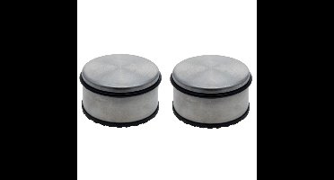 Excellent Houseware Deurstopper - Set van 2x stuks - aluminium - met rubber - 11 cm - deurstop