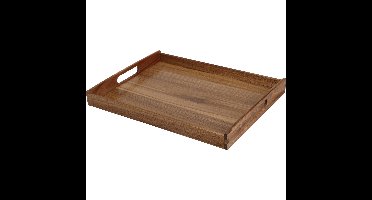 Excellent Houseware dienblad van bamboe hout - 40 x 30 x 5 cm - bruin - Hoge opstaande rand