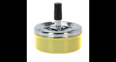 Excellent Houseware Draai asbak - druk asbak - rond metaal - 10 cm - geel