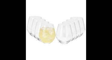 Excellent Houseware Drinkglazen Crystal - 8x stuks - transparant stripes - 400 ml