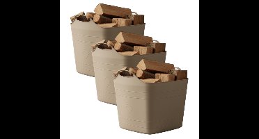 Excellent houseware Flexibele kuip / emmer - 3x - beige - 25 l - kunststof - 40 x 35 cm