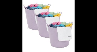 Excellent houseware Flexibele kuip / emmer - 3x - lila paars - 27 liter - kunststof - 42 x 35 cm