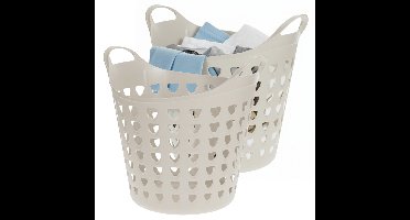 Excellent Houseware Flexibele wasmand - 2x - beige - 26 liter - kunststof - 40 x 41 cm