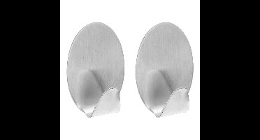 Excellent houseware handoeken ophang haakjes - 8x stuks - rvs - zilver - Zelfklevend