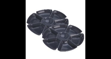 Excellent Houseware Hapjes / chips serveerschaal - 2x - donkergrijs - D29 cm - vakjes dienblad - kun