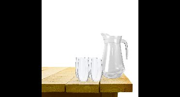 Excellent Houseware karaf schenkkan glas 1000 ml met 4x stuks waterglazen