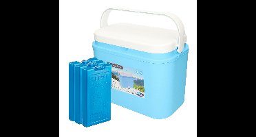 Excellent Houseware koelbox kunststof blauw 10 liter met 4x koelelementen