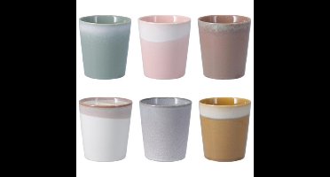 Excellent Houseware Koffie / thee mok Clay - 6x stuks - aardetinten - 350 ml - kopjes