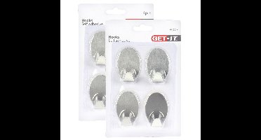 Excellent Houseware ophang haakjes - zelfklevend - 16x stuks - keuken - badkamer - rvs - D3.5 cm