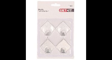 Excellent Houseware ophang haakjes - zelfklevend - 4x stuks - keuken - badkamer - rvs - D3.5 cm