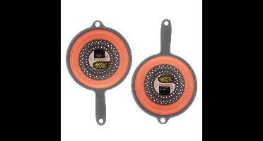 Excellent Houseware opvouwbaar vergiet - 2x - oranje/grijs - 23 cm