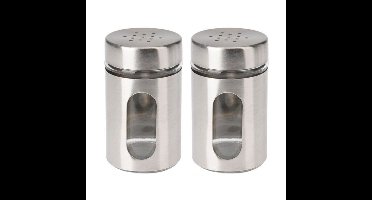 Excellent Houseware Peper / Zoutstrooier - 2x - glas - zilver - 94 ml - Kruidenstrooier - Specerijen