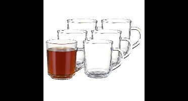 Excellent Houseware Theeglazen - 12x - 220 ml - H9 cm - gehard glas - koffieglas
