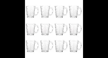 Excellent houseware theeglazen star - 12x - 300ml - glas - relief met sterren - kerst servies