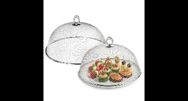 Excellent Houseware Vliegenkap - 2x - Voedselkap - RVS - rond - D30 cm - Eten/voedsel beschermen