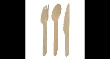 Excellent Houseware wegwerp bestek - hout - 240 delig - wegwerp - lepels - messen - vorken - 16 cm