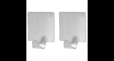 Excellent houseware Zelfklevende rvs haakjes - vierkant - 6x stuks - 5 x 5,5 cm