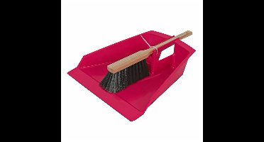Extra groot stoffer en blik roze 43 cm voor tuinafval/bladeren