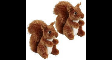 Familie set van 2x stuks pluche knuffel dieren Rode Eekhoorn van 18 cm