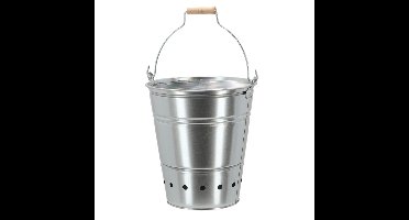 Fancy flames houtskool barbecue emmer - zilver - 33.5 x 31 x 35.5 cm