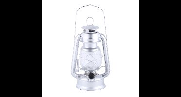 Fancy Flames Lantaarn - op batterijen - zilverkleurig - windlicht - metaal - LED - 11,5 x 15 x 24 cm