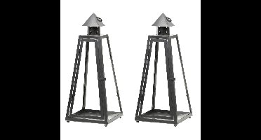Fancy Flames Lantaarn - set van 2x stuks - metaal - 16,7 x 39,9 cm - windlicht voor tuin