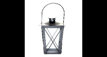Fancy Flames Lantaarn - zilverkleurig - metaal - 20 x 12 cm - Tuinverlichting