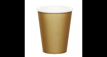 Feest bekertjes - 48x st - goud - 266 ml - karton - verjaardag feestbekers - bekers