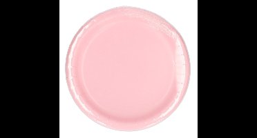 Feest bordjes - set 24x stuks - roze - dia 23 cm - Wegwerpborden - karton - Feestartikelen