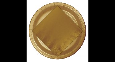 Feestbordjes/BBQ bordjes karton - 72x - goud - 23 cm