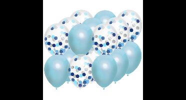 Feestversiering blauw-mix thema ballonnen 18x stuks 30 cm