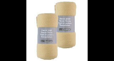 Fleece dekens/plaids - 2x - licht geel - 170 x 130 cm